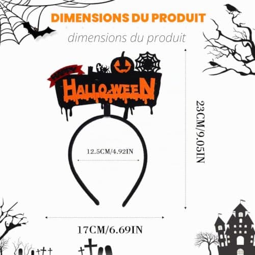 2-pak LED-pandebånd til Halloween - Sort kat - Spindelvæv - Spøgelse - Håraccessories til kvinder og piger