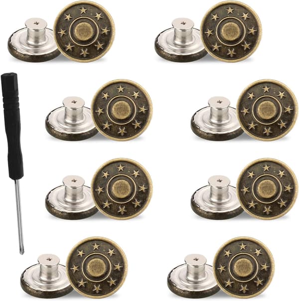 8 stk. jeansknapperstatning 20 mm metall for justering 20mm