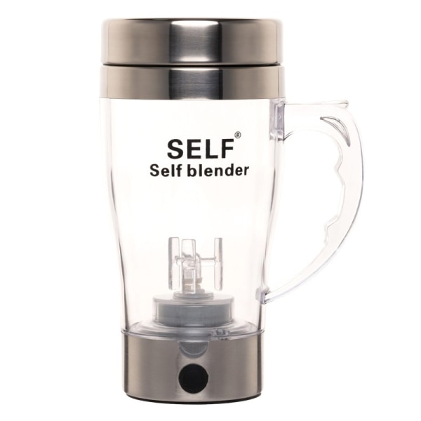 Selvrørende kaffekrus, automatisk magnetisk selvblandende kaffekrus, Gjenbrukbar kaffekopp, Spinnende Hjemmekontor Reisehalm CUP transparent 350ML