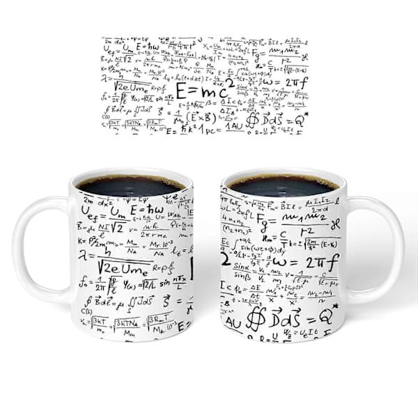 SSRGV Coffee Mug with Mathematical Formulas - Ponder Famous Mathematical Equations While Sipping Coffee - Comes in a Fun Gift Box