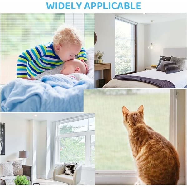 1 pc 300x120cm Window Screen against Mosquitoes, Adjustable Window Screen Roll, White Fiberglass Fabric, Fireproof, Durable, Mesh