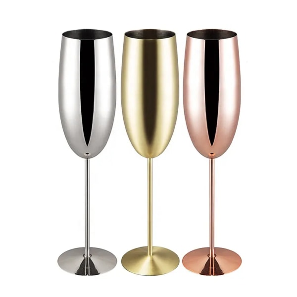200 ml graverade champagneflöjter i rostfritt stål för bröllop, fester och årsdagar (kopparpläterade)
