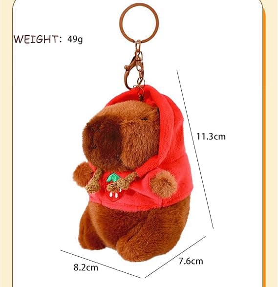 Cute Capybara Plush Keychain Pendant, Cartoon Doll Keychain - Red Red Red