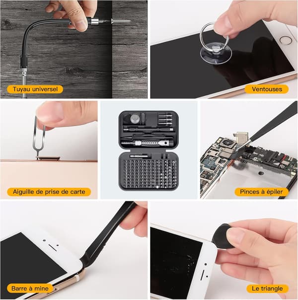 Holdbart 130 i 1 Præcisionsskruetrækkersæt, Mini Magnetisk Værktøjssæt, Elektronikreparationssæt, til PC, MacBook, iPhone.