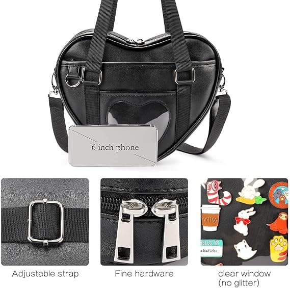 Ita Bag Crossbody Hjerteformet Håndtaske til Anime Pins Display