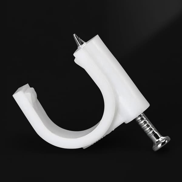 100 pcs 7mm nail clips white - cable clips with 18mm nail e.g. for wall mounting - various cable clips