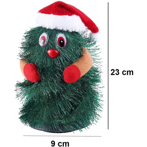 Elektrisk julgran snurrar och dansar fest sjunger julgransprydnader leksaker, 23cm