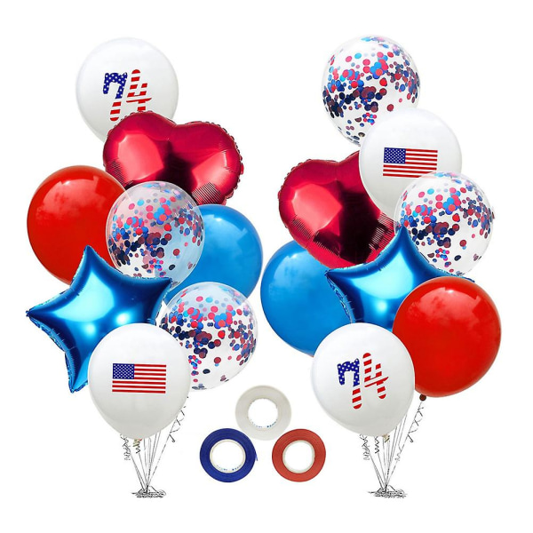 Independence Day Party Balloons Mixed Red Blue Latex Balloon With Confetti Balloon For Baby Shower B