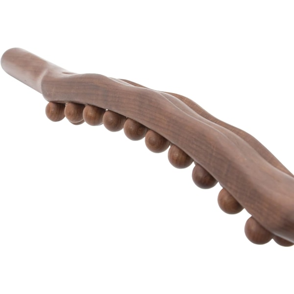 Guasha Wood Stick Tools Treterapi Skraping Lymfedreneringsmassasjeapparat, dobbel rad 20 perler Punktbehandling Gua Sha Verktøy for bakben