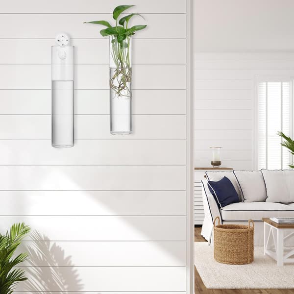 2 st väggvaser glashållare 5,5 tum cylindriskt glas minimalistiskt