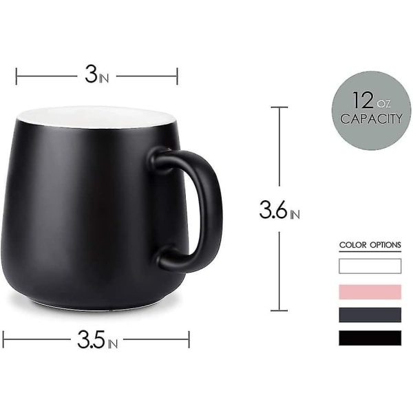 Keramisk Kaffe Kop, Kaffe Kop Lavet Af Porcelæn I Mat, Kop Med Håndtag Til Varme Drikke, Kaffe, Te, Mælk, Kakao, Keramisk Kop, 360ml, Sort