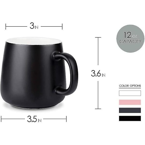 Keramisk Kaffekopp, Kaffekopp Tillverkad Av Porslin I Matt, Kopp Med Handtag För Varma Drycker, Kaffe, Te, Mjölk, Choklad, Keramisk Kopp, 360ml, Svart