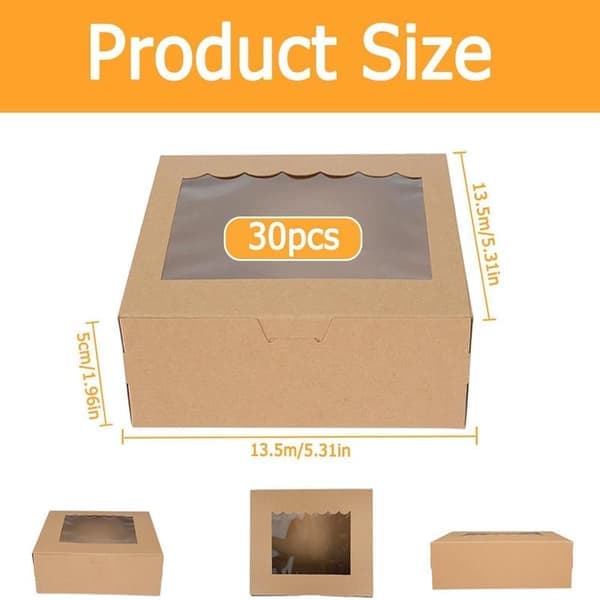 Cake Boxes, 30 Pcs Cupcake Boxes, Mini Cake Boxes Bakery Pastry Boxes with Window for Cake Pastry Pie Box Gift Box