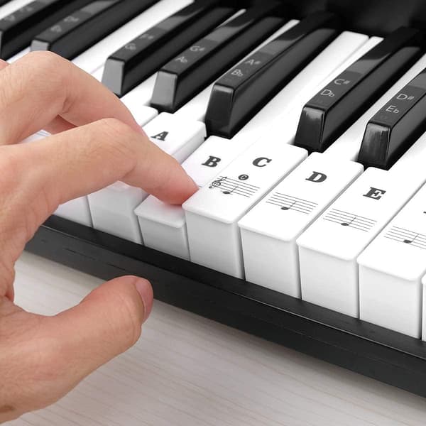 2-pack Piano Keyboard Stickers for 88/61/54/49 Keys, Black Trans