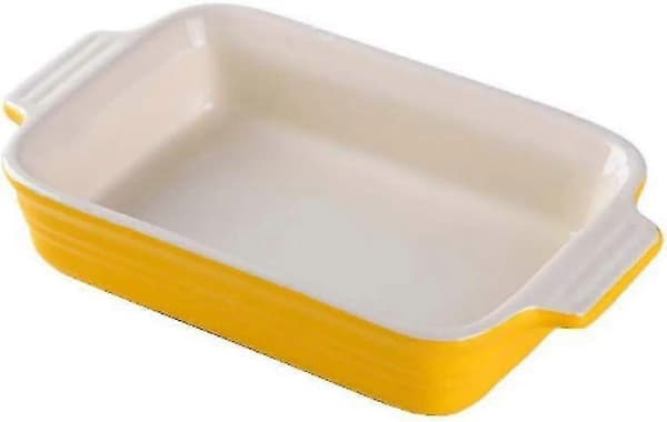 Yellow Ceramic Rectangular Baking Dish with Handles - Individual Lasagna and Gratin Dish