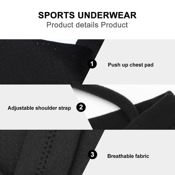 1 Stk Sportsvest Stødabsorberende Samlet Sports-BH Underundertøj Yoga Suit Justerbar Slid Fitness Smuk Black L