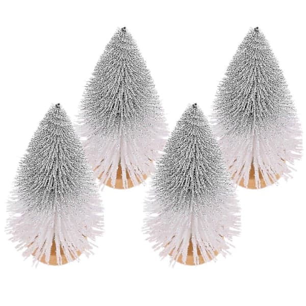 4-pack Mini Artificial Christmas Trees with Wooden Base, Table Decoration for Christmas