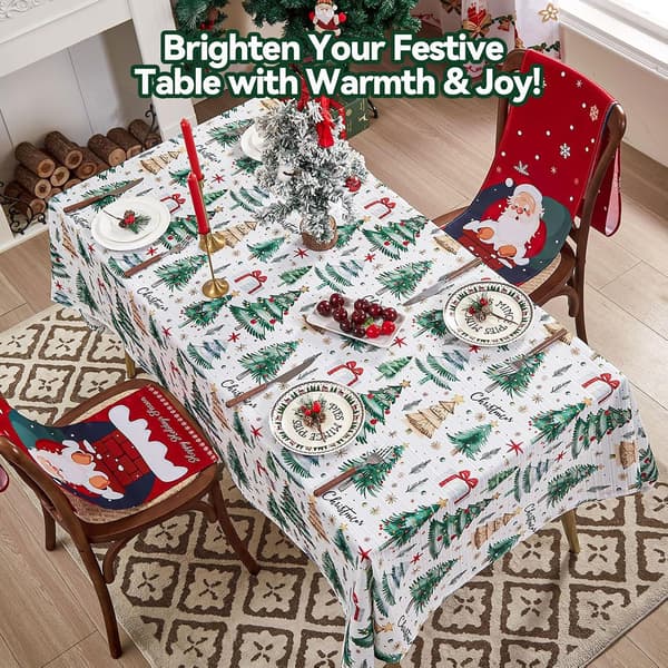 Christmas Printed Tablecloth Green Fir Rectangular Tablecloth Retro Christmas Decorative Tablecloth Winter Atmosphere Home Decor Green 140x178 cm