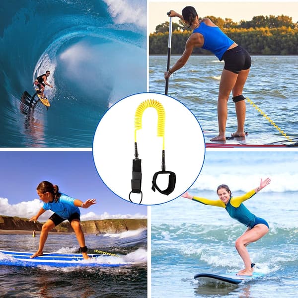 3 m Surf Leash, 7 mm Sup Ankel Gul Leash, Fodline til Paddle