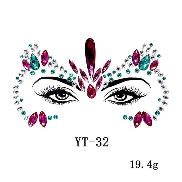 3 stk. Halloween Selvlysende Ansigtssten Tattoo Sticker, cosplayf