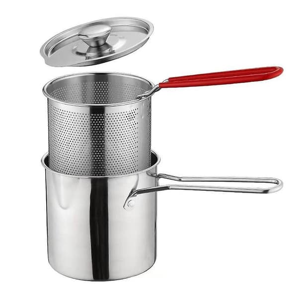 Friteuse Frityrkoker med Kurv 304 Rustfritt Stål Robust Multifunksjonell-FF-