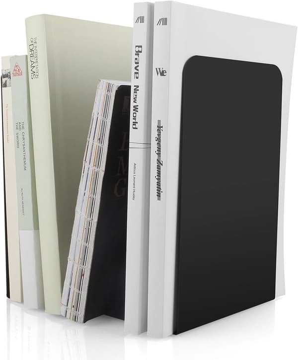 Topline 180 mm Heavy Duty Metal Bookends - Black.