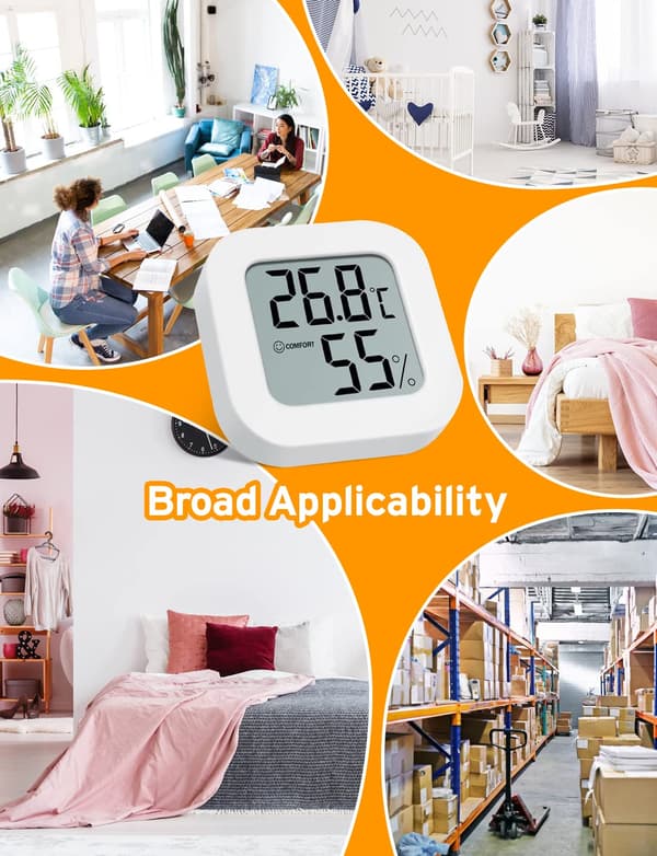 Mini LCD Indoor Thermometer Hygrometer, Portable High Precision Digital Temperature Humidity Meter, Thermo Hygrometer Indicator