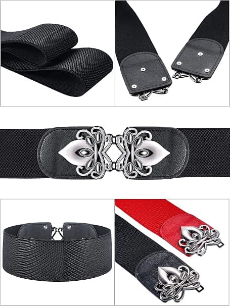 2-pack Brett Midjebälte Elastiskt Retro Cinch Bälte Kvinnor Stretchigt