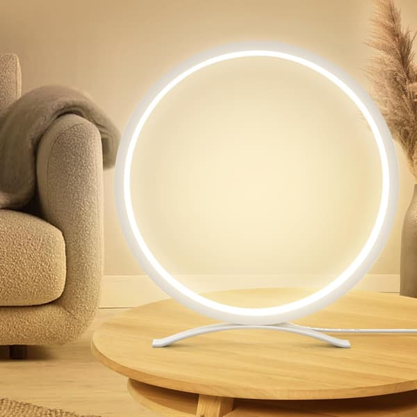 Sengelampe, metal cirkel skrivebordslampe, bordlampe til soveværelse, dekorationslys