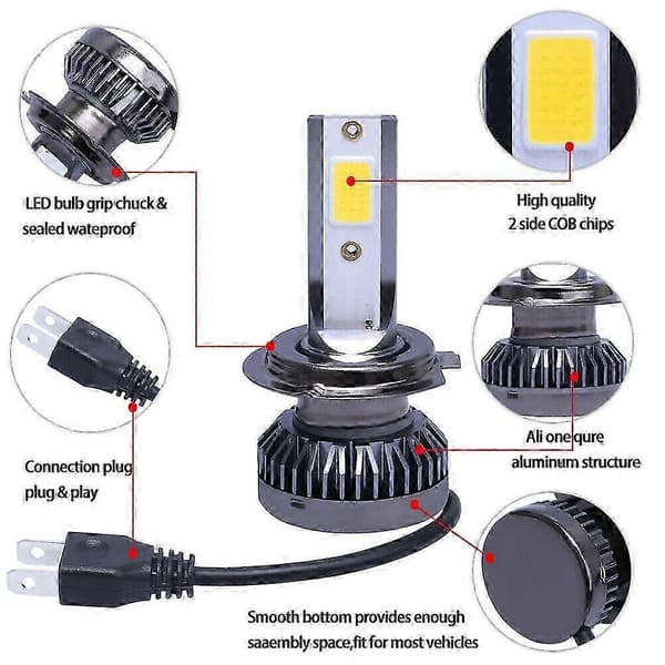 2 st H7 Mini gyllengula 3000K LED-strålkastarlampor helljus-halvljus dimljus 160W