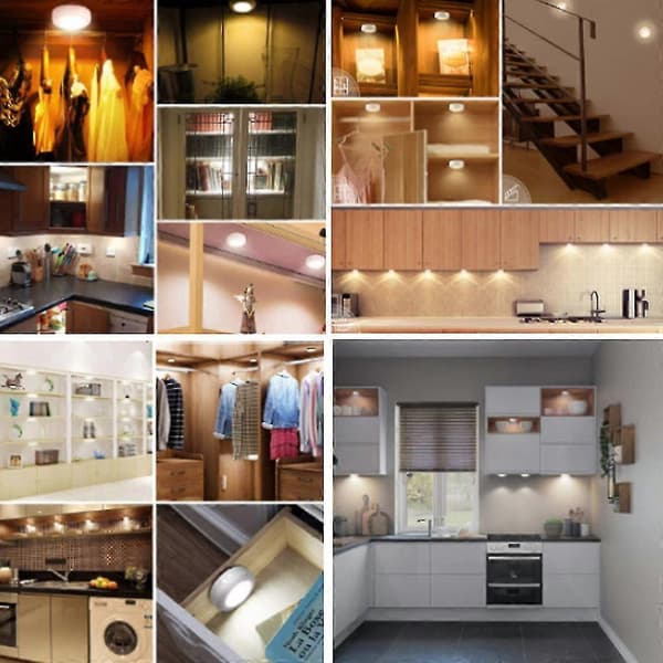 Remote Control Led Puck Lights Dimmable Rgbw Kitchen Hall Wardrobe