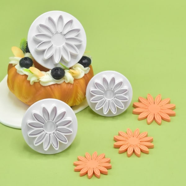 Plunger Cutters, Ådrad Solros Daisy och Gerbera, Solros godisblomma design tryckform 3-pack