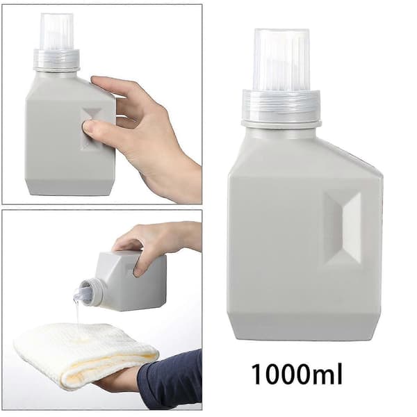 Vaskemiddelflaske med etikett, stor kapasitet for vaskemiddel, hjemmebruk, grå, 1000 ml