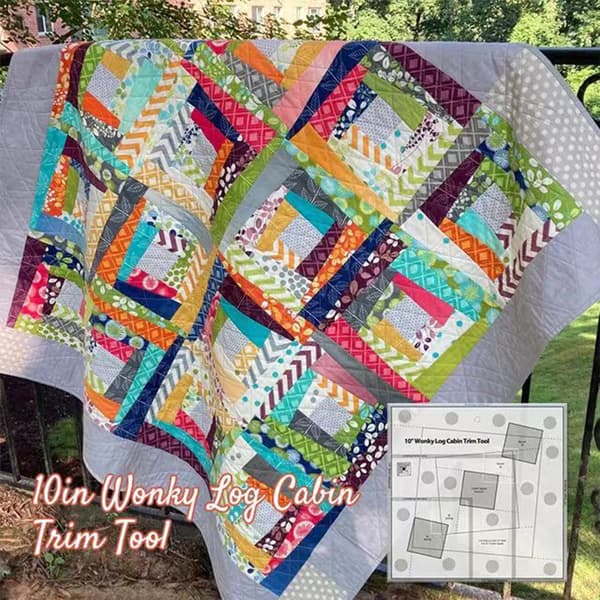 Slanted Log Cabin Edges Trim Tool Quilt Template Patchwork Sewing Ruler Inches inches