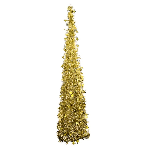 120cm Juldekoration Hög Pet Plast Vikbar Teleskopisk Julgran Julfest Heminredning (gyllene)Gyllene1,2m Golden 1.2m