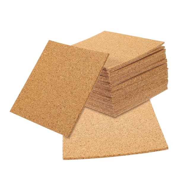 Cork Coaster Square Cork Mat 2mm Thick Self-Adhesive for Drink Holders