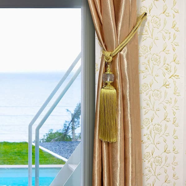 2-pack Gold Curtain Tiebacks, Tassel Curtain Tiebacks Gold Crystal