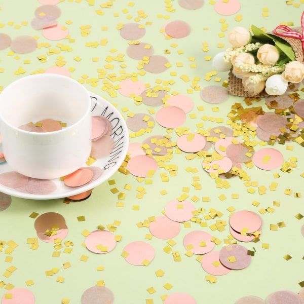 Runt silkespappersbordskonfetti för bröllopsfestdekoration, 500 g 0,98 tum roséguldkonfetti