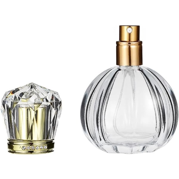1 förpackning 50 ml (1,76 oz) parfymflaska i transparent glas med diamantkristallkrona Transparent påfyllningsbar sprayflaska Bärbar