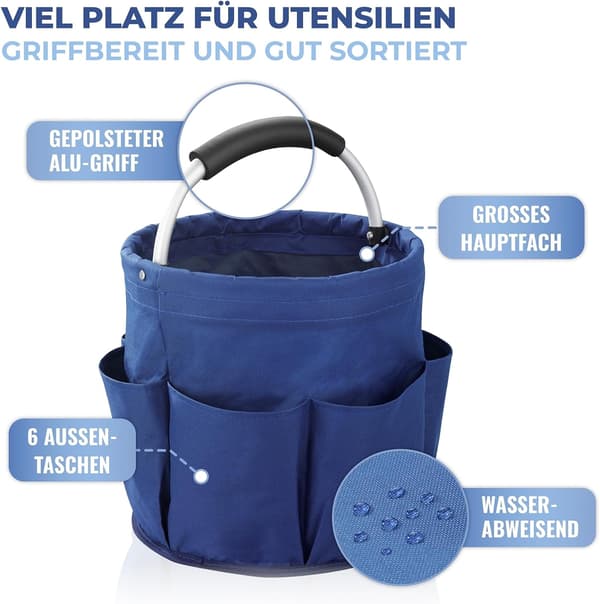 wxsp 1-piece Navy Blue Open Foldable Basket - Storage Basket with Aluminum Handles - Open Design for Easy Access