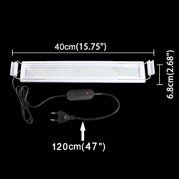 Klips-på Akvarium Mini LED Lys Akvarielampe EU Stik 220V -40cm-Linjelængde 120xm-16W