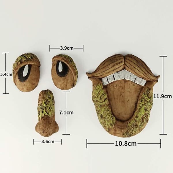 3D Artistic Old Man Face Tree Decorations - Funny, Playful Tree Face Sculpture - Garden Decoration