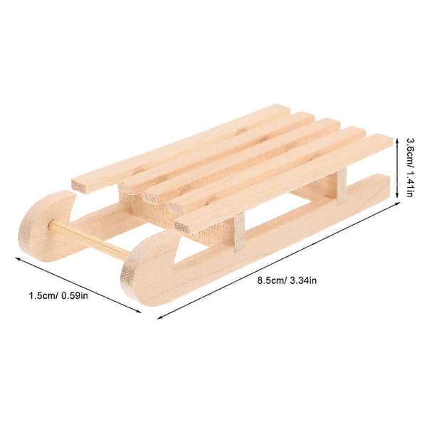 Dukkehus Træslæde Model Jul Miniatyr DIY 4 dele Sæt