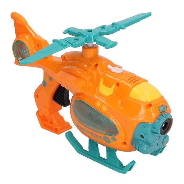 Bubble Blowing Toy Helicopter with Sound and Light, Battery Operated Automatic Bubble Maker, Orange [DB]