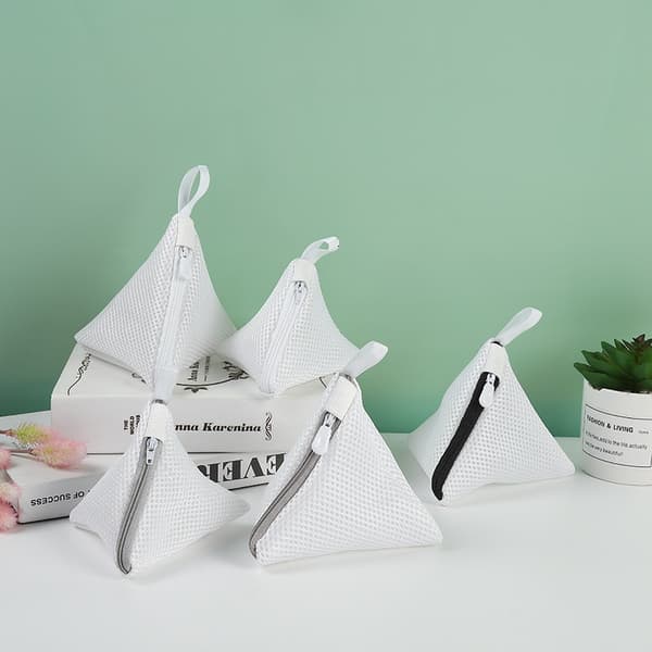 Mini Laundry Bag - 12x12cm Polyester Mesh Delicates Bag - Zippered Underwear Protector for Washing Machine