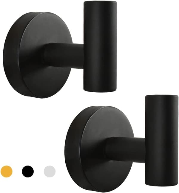 Modern Wall Mounted Towel Hooks 2-Pack Silver Waterproof Brushed Nickel Finish for Bathroom Hotel Garage Pool Use