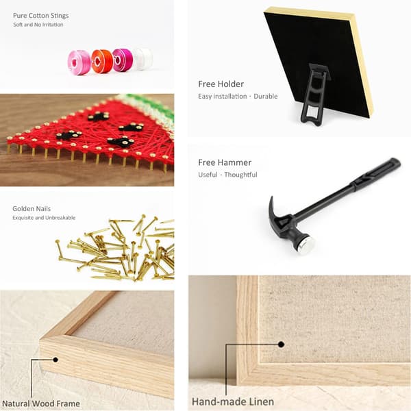 DIY String Art-sett med alt tilbehør og ramme for barn, studenter, voksne og nybegynnere