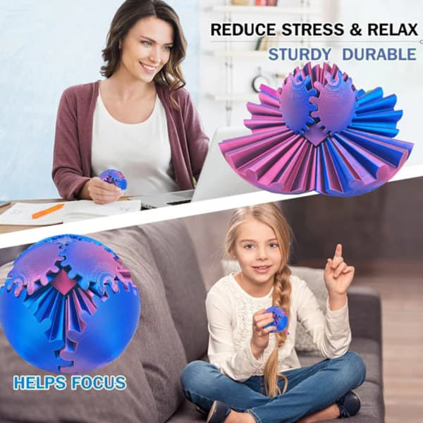 Spin Ball Fidget, 3D-printet Spin Ball Fidget Legetøj Perfekt til stress, til stress- og angstlindring (10,5 cm) Blå Blue