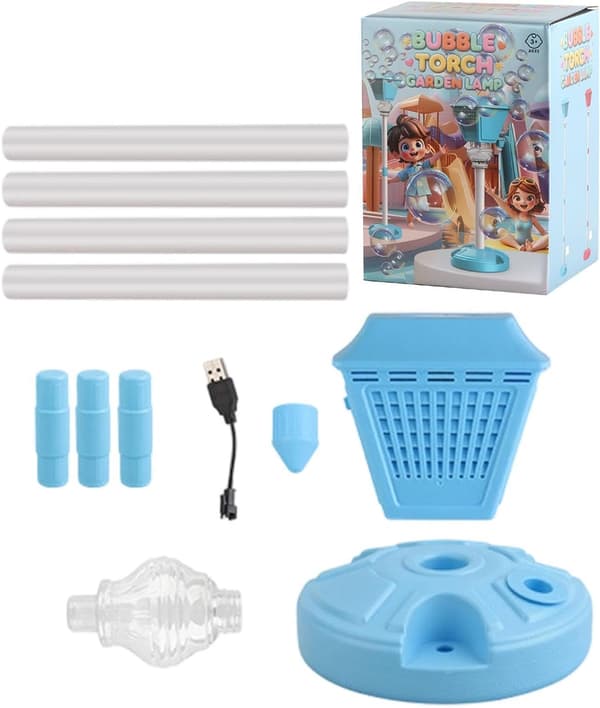 Rechargeable Freestanding Bubble Machine - With Lights and Music - Automatic Street Light Bubble Machine (DB)