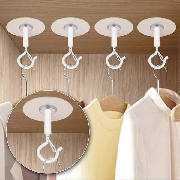 Self-adhesive Ceiling Hooks, 4-pack Super Strong Adhesive Hooks for Hanging Plants, Lamps, Wind Chimes, Lanterns